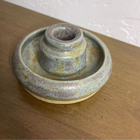 Handmade Studio Pottery Pillar Candle Holder Handmade One of a Kind - Picture 4 of 10
